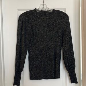 LOFT Black and Gold Crew Neck Sweater